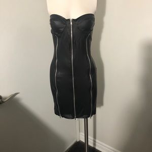 NWT Vegan leather look stretch zipper dress